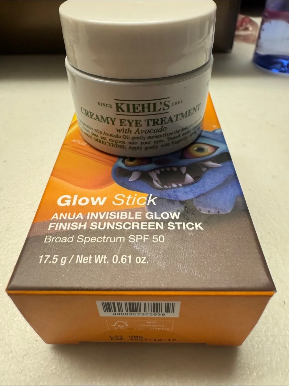 NIB Kiehl’s Anua Glow & Go Skincare Duo Eye Cream SPF 50 Sunscreen
